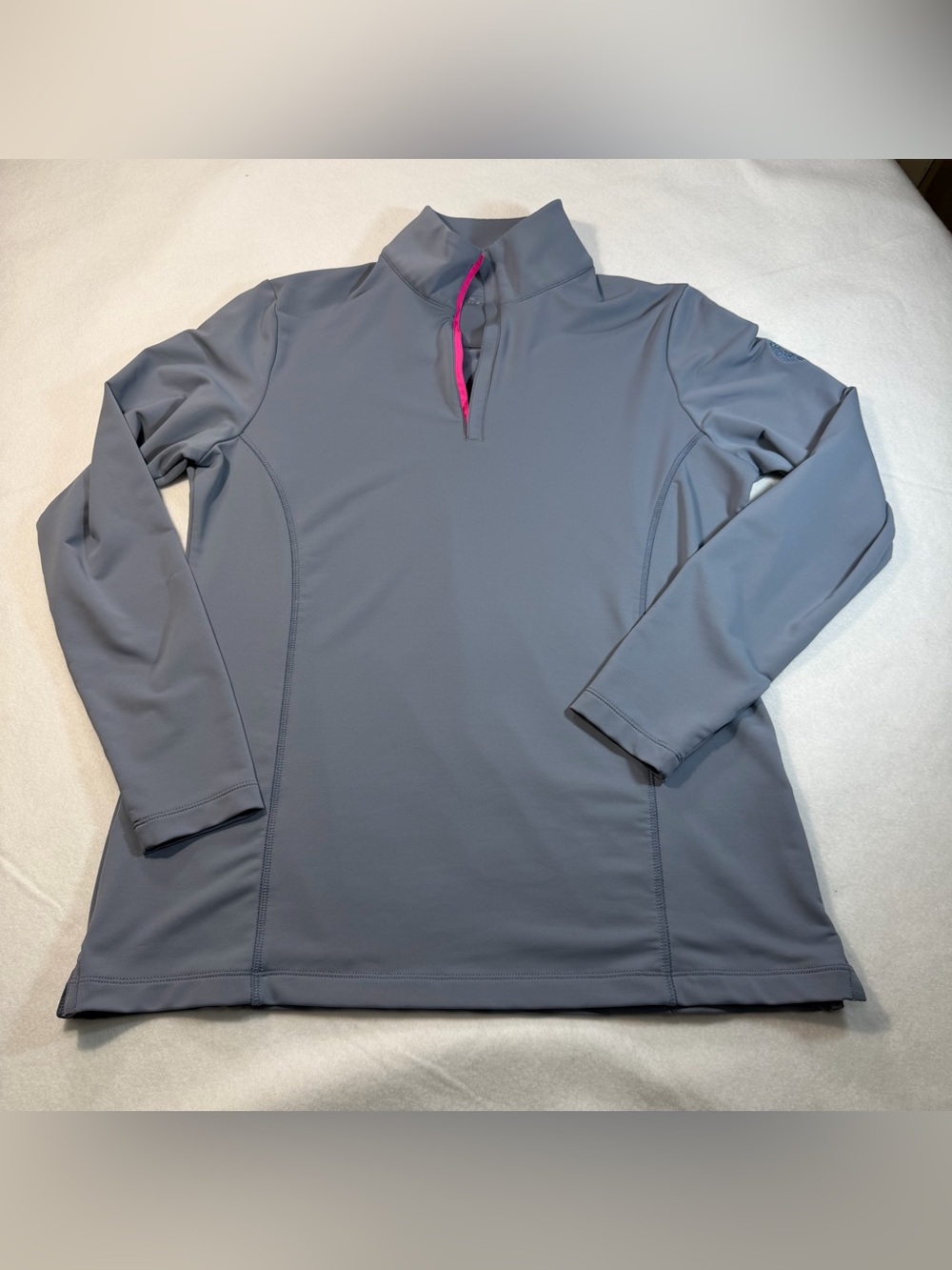 Peter Millar UPF 50+ Gray Pink Golf Quarter Zip Pullover L